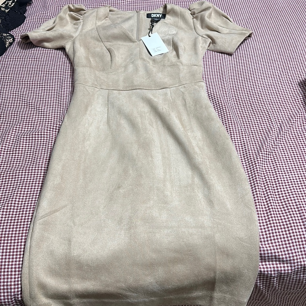 Brand new suede DKNY dress. Size 2